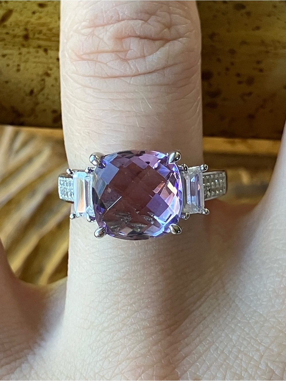 Natural Rose de France Amethyst Sterling Silver Ring Size 7